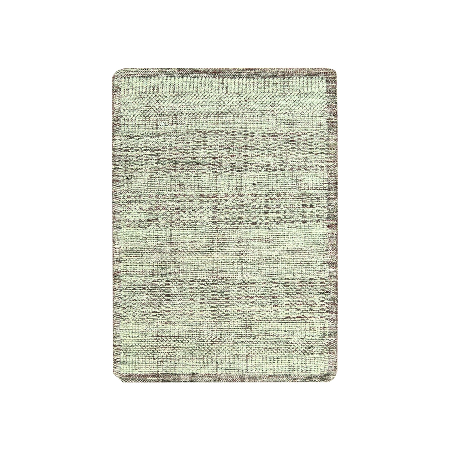 Wine Red with Ivory, 100% Wool, Hand Knotted, Oxidized and Distressed Grass Design with Exposed Warps, Sample, Mat, Oriental Rug